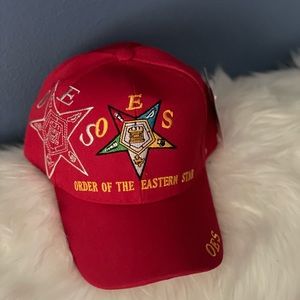 Red OES hat with Velcro that’s adjustable OS